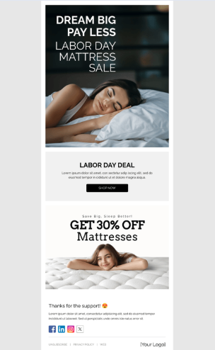 E-commerce Newsletter Design for Mattress Brand